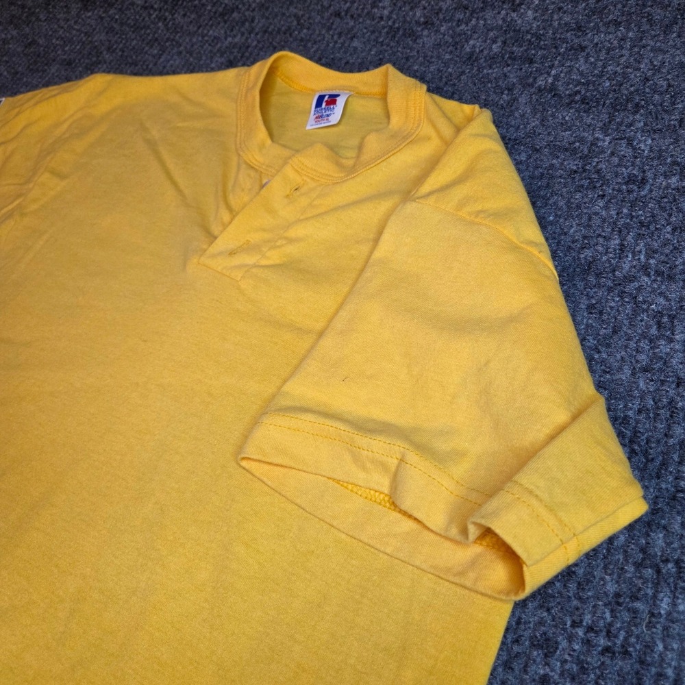 Retro Russell Athletic Youth XL Yellow NuBlend‎ Henley T Shirt Short Sleeve